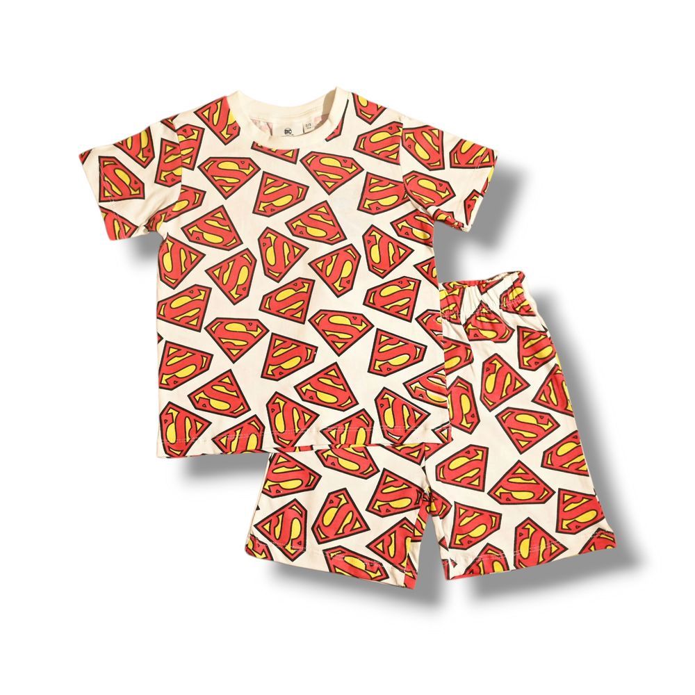 Superman - Boys T-shirt And Short Set - White/Red