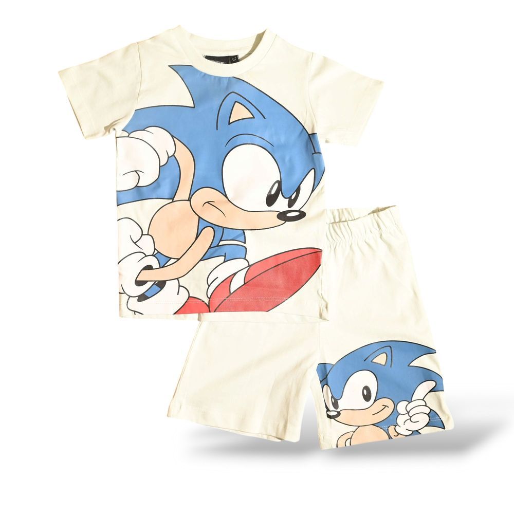 Sonic - 2pc-Set - Boy's Printed T-Shirt & Shorts - Blue/White