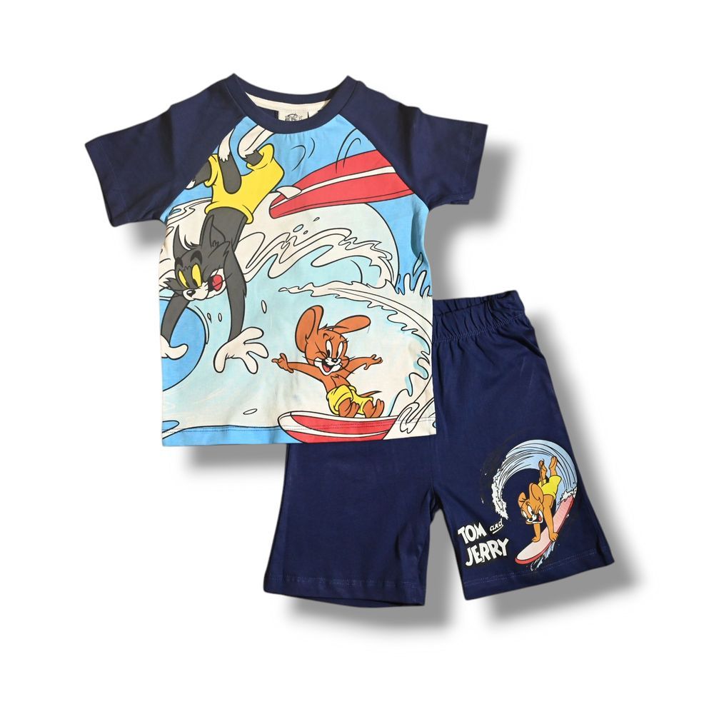 Tom & Jerry - Boys T-shirt And Short Set - Navy Blue