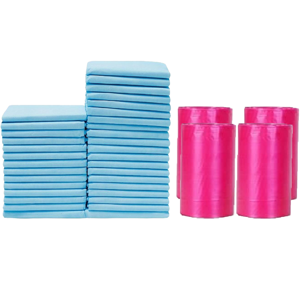 Cute 'n' Cuddle - Disposable Changing Mats And Scented Bags - Blue/Pink - 120 Pcs