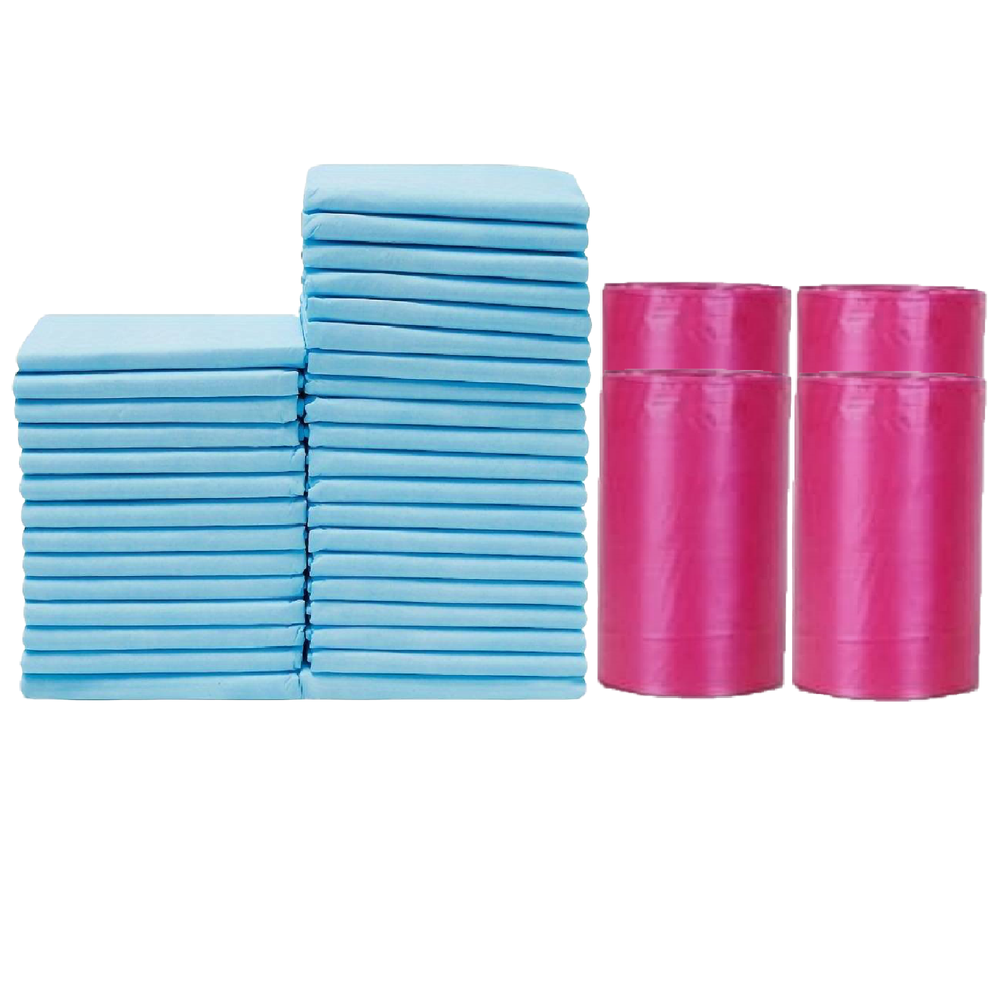 Cute 'n' Cuddle - Disposable Changing Mats And Scented Bags - Blue/Red - 120 Pcs