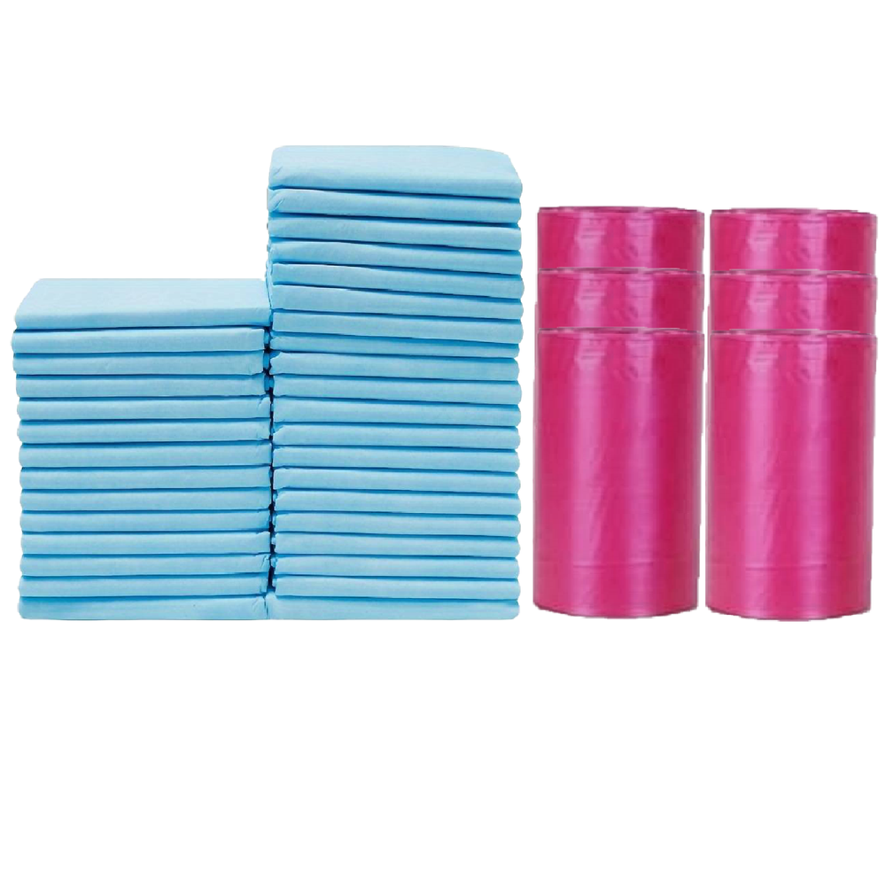 Cute 'n' Cuddle - Disposable Changing Mats And Scented Bags - Blue/Red - 180 Pcs