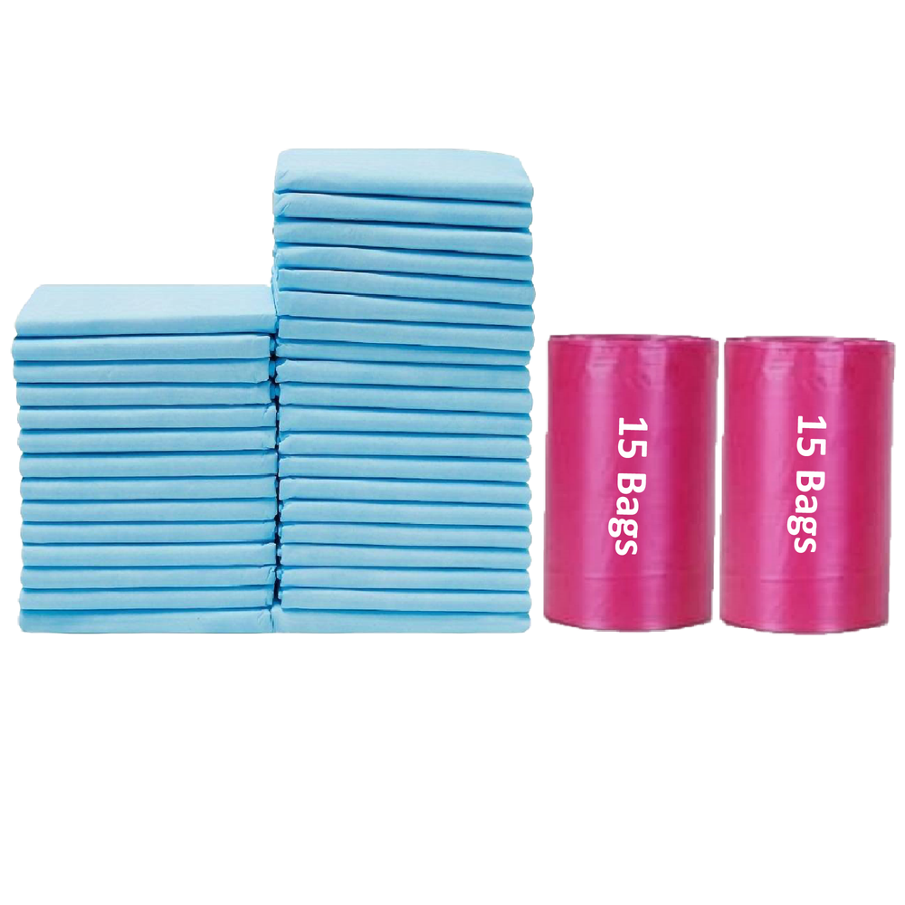 Cute 'n' Cuddle - Disposable Changing Mats And Scented Bags - Blue/Red - 60 Pcs