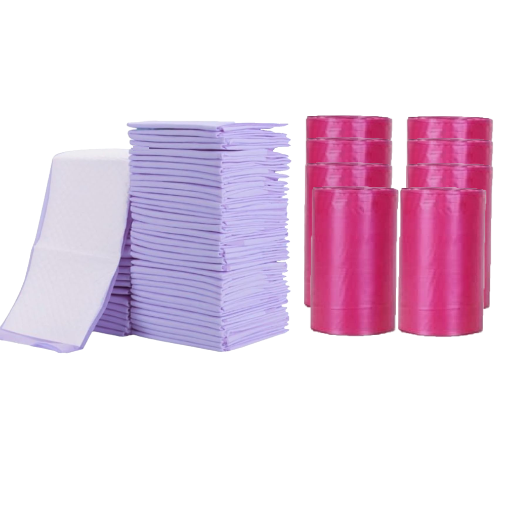 Cute 'n' Cuddle - Disposable Changing Mats And Scented Bags - Lavender/Red - 240 Pcs