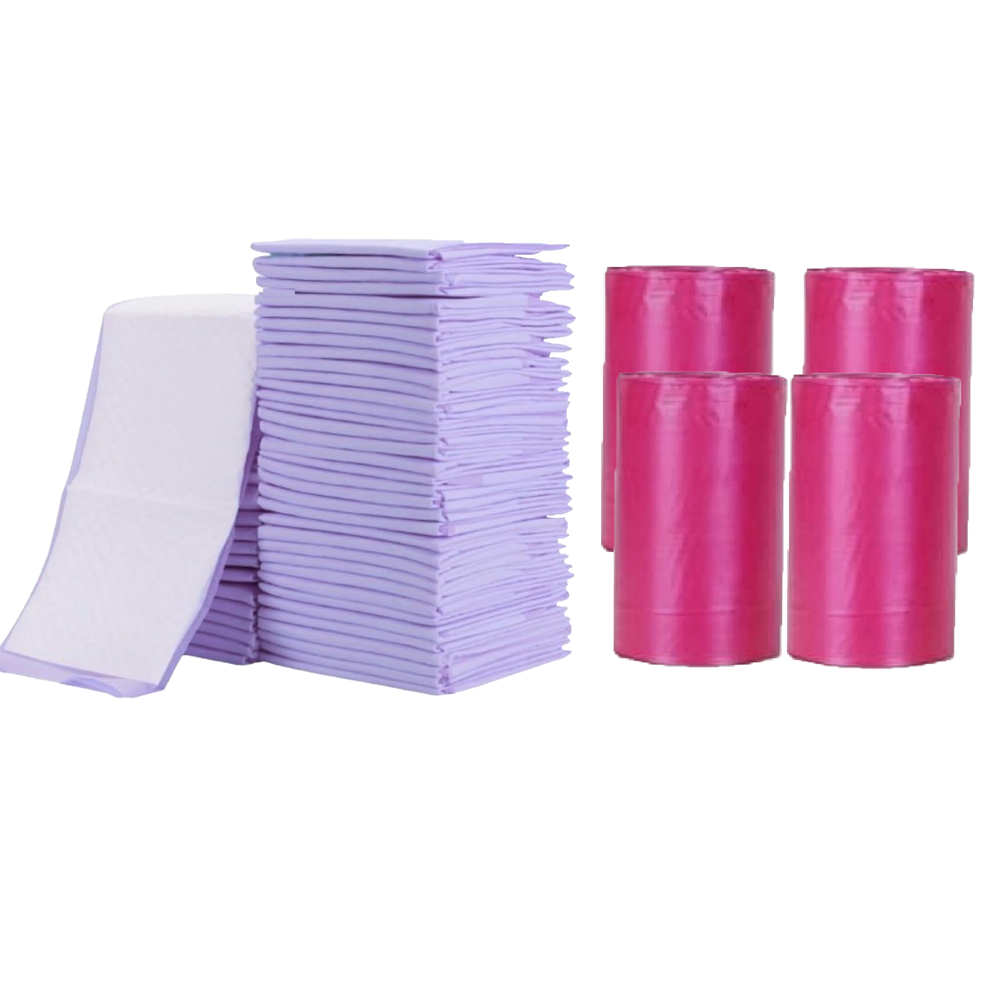 Cute 'n' Cuddle - Disposable Changing Mats And Scented Bags - Lavender/Red - 120 Pcs