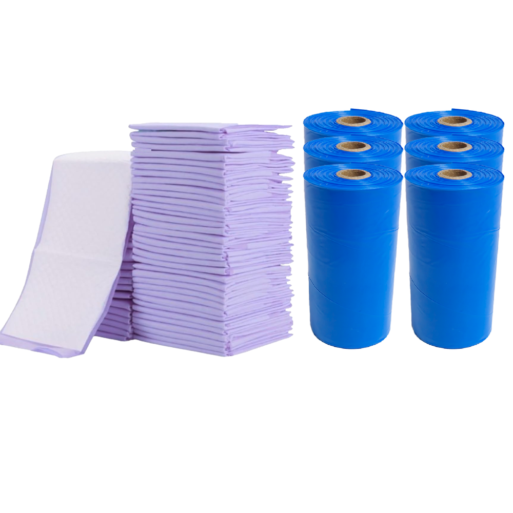 Cute 'n' Cuddle - Disposable Changing Mats And Scented Bags - Lavender/Blue - 180 Pcs