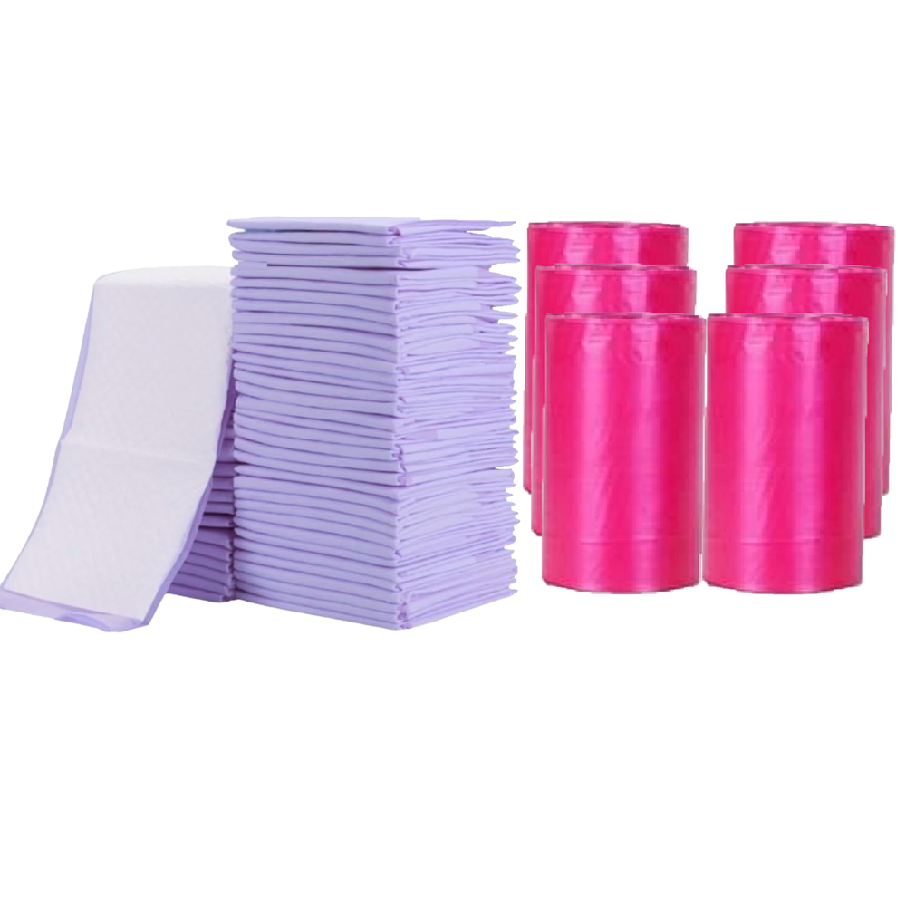 Cute 'n' Cuddle - Disposable Changing Mats And Scented Bags - Lavender/Pink - 180 Pcs