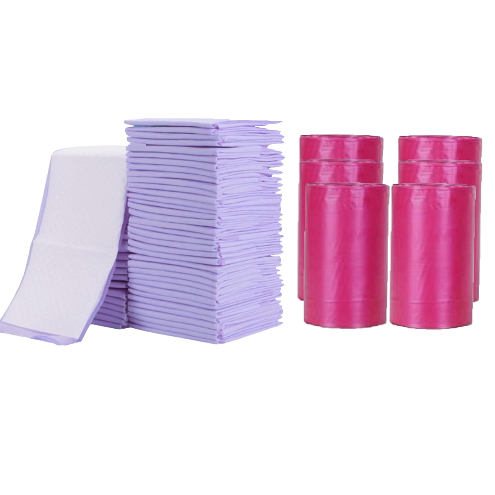 Cute 'n' Cuddle - Disposable Changing Mats And Scented Bags - Lavender/Red - 180 Pcs