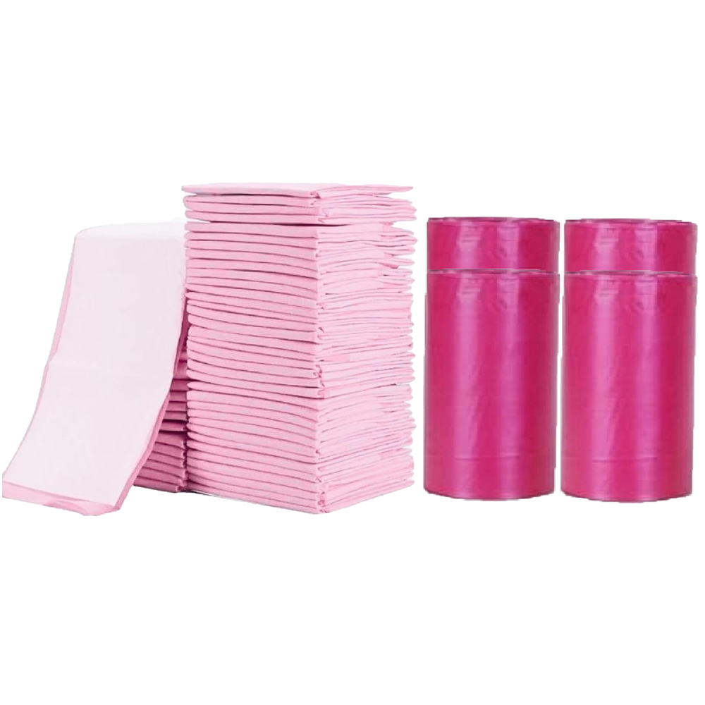 Cute 'n' Cuddle - Disposable Changing Mats And Scented Bags - Pink/Red - 120 Pcs