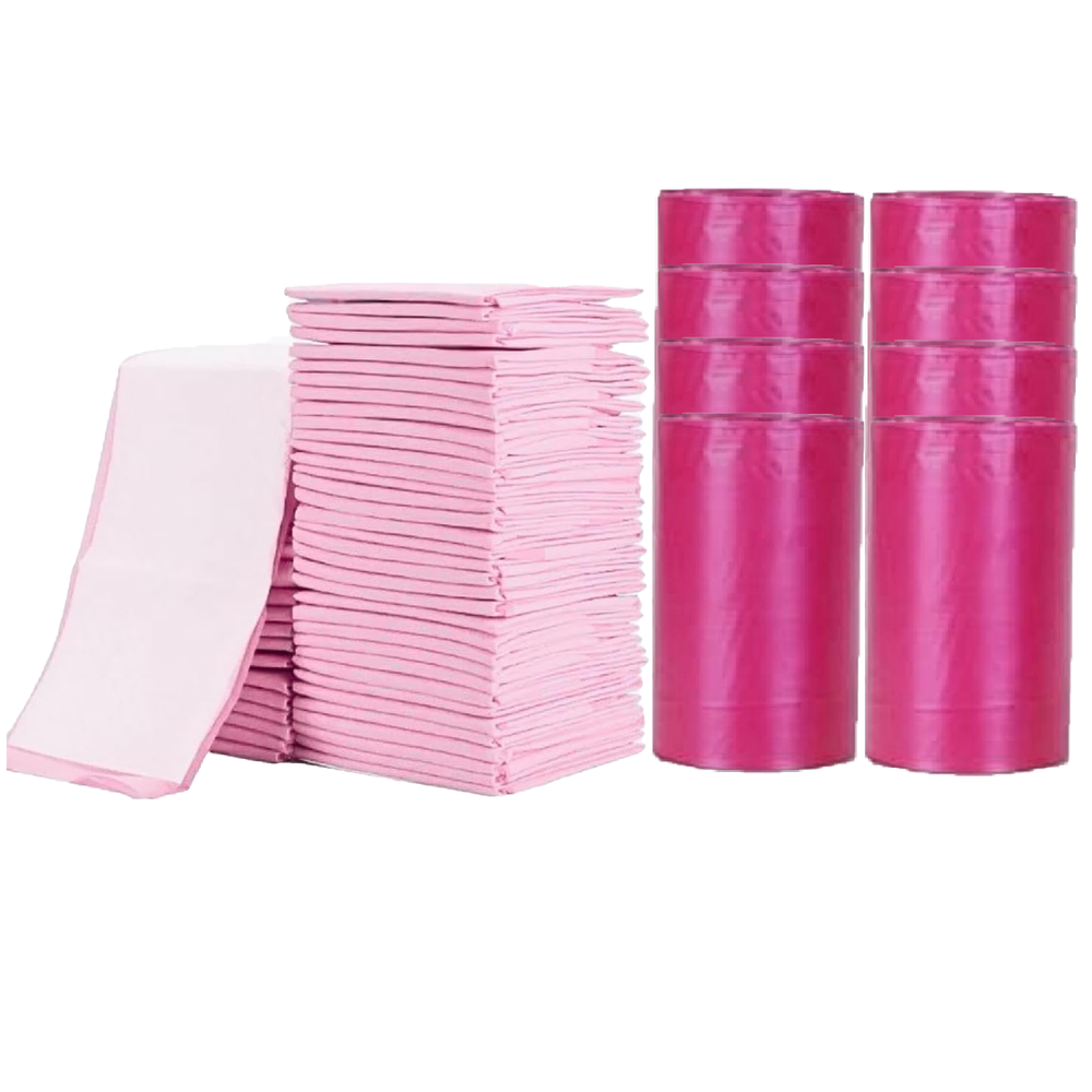 Cute 'n' Cuddle - Disposable Changing Mats And Scented Bags - Pink/Red - 240 Pcs