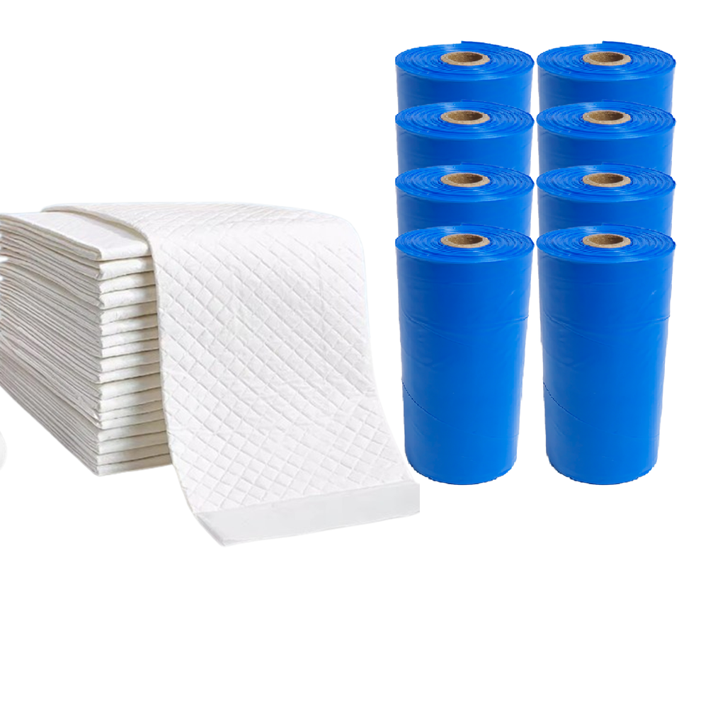 Cute 'n' Cuddle - Disposable Changing Mats And Scented Bags - White/Blue - 240 Pcs