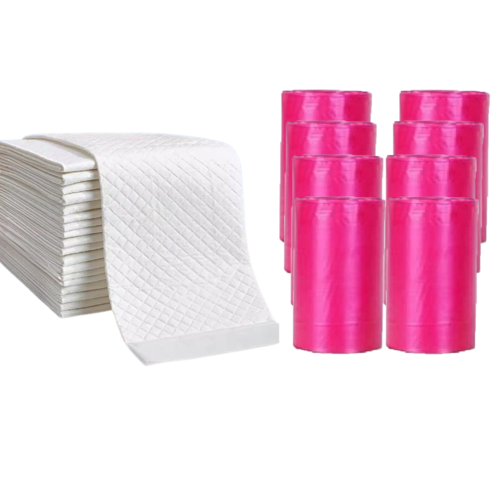 Cute 'n' Cuddle - Disposable Changing Mats And Scented Bags - White/Pink - 240 Pcs