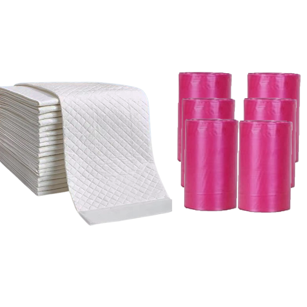 Cute 'n' Cuddle - Disposable Changing Mats And Scented Bags - White/Red - 180 Pcs