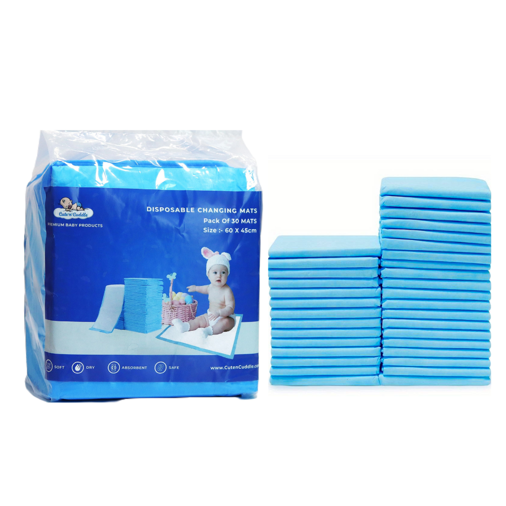 Cute 'n' Cuddle - Disposable Changing Mats - 30pcs - 60 x 45 cm - Blue