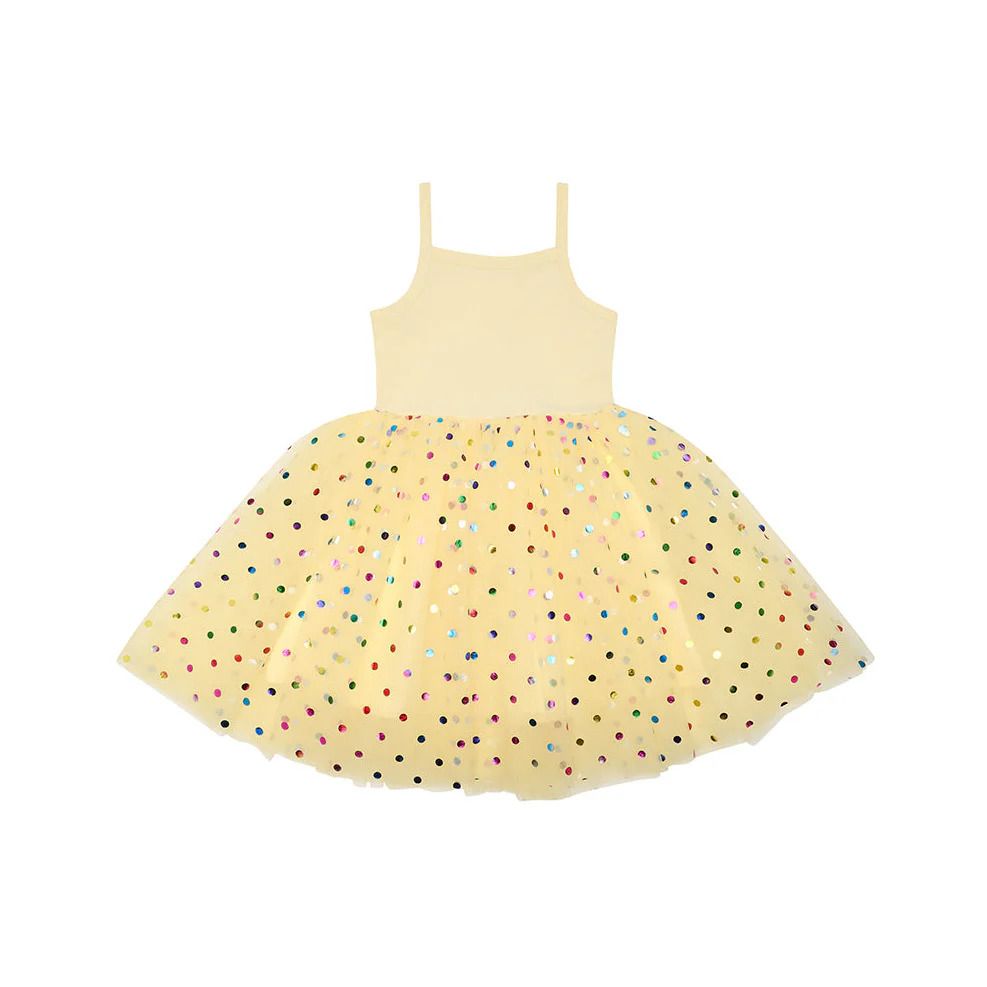 Bob & Blossom - Girl's Sleeveless Spot Dress - Lemon