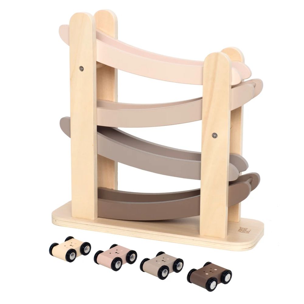 Jabadabado - Wooden Car Roller Playset - Beige - 5 Pcs