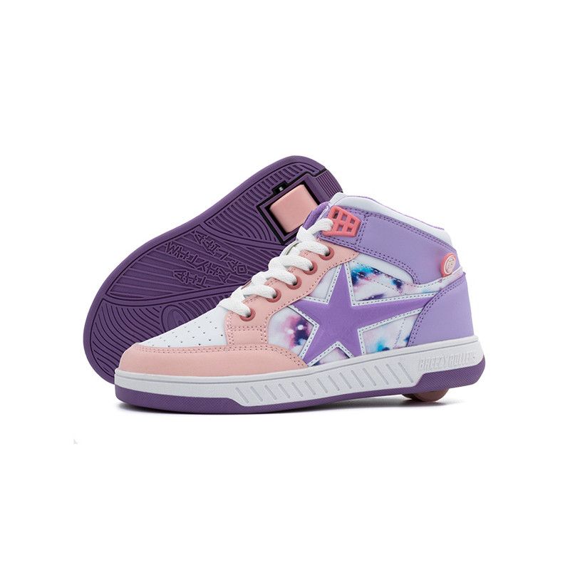 Breezy Rollers - Kids Shoes With Star Design - Purple/Multicolor