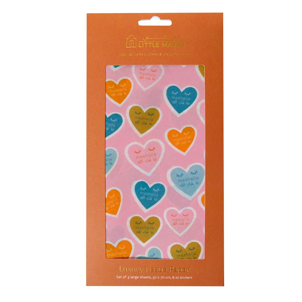 Little Majlis - Tissue Paper And Stickers - Hearts Mashalla - 13pcs