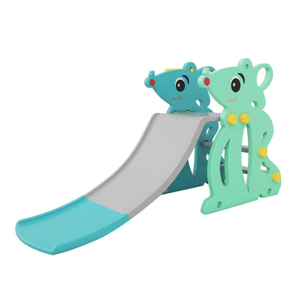 Dreeba - 2-In-1 Soft Surface Slide w/ Basketball Hoop - Green/Blue
