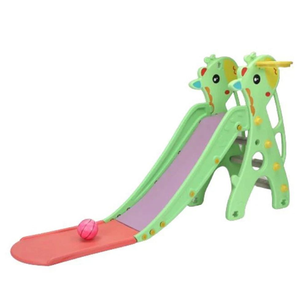 Dreeba - Giraffe-Shaped Slide w/ Basketball Hoop - Green
