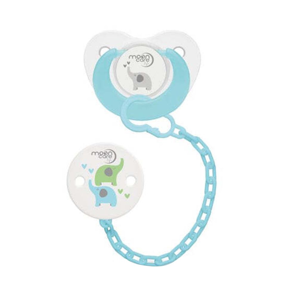 Mooncare - Baby Pacifier With Chain - White/Blue