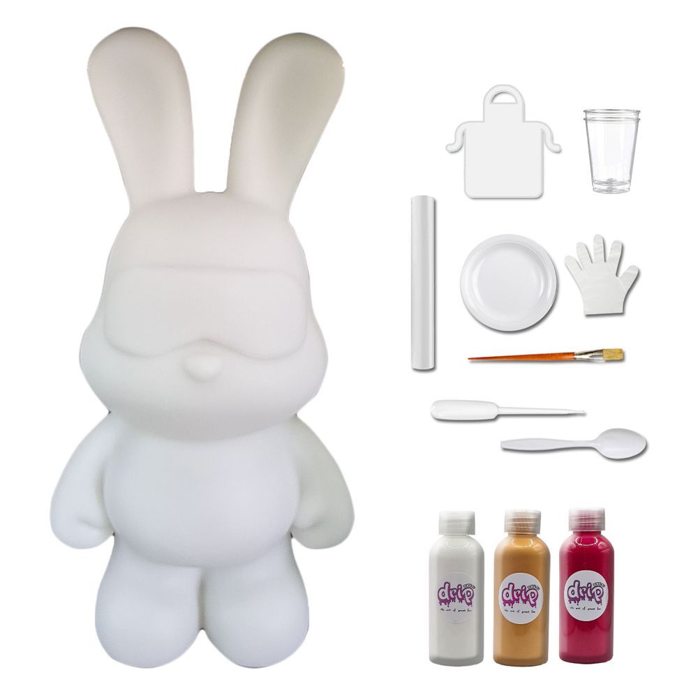 Dubai Drip Art - DIY Cool Bunny Acrylic Flow Paint Kit - White/Gold/Rose Red