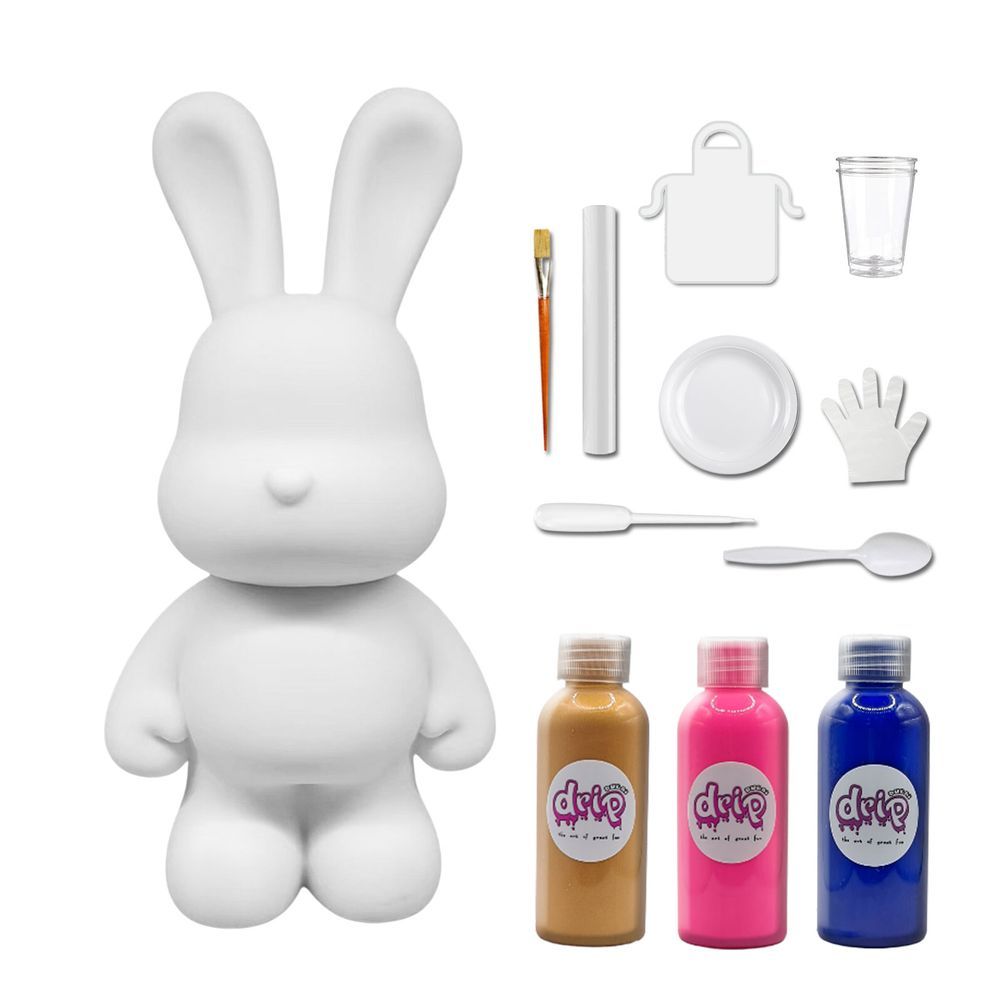 Dubai Drip Art - DIY Rabbit Acrylic Flow Pouring Paint Kit - Gold/Fluorescent Pink/Dark Blue