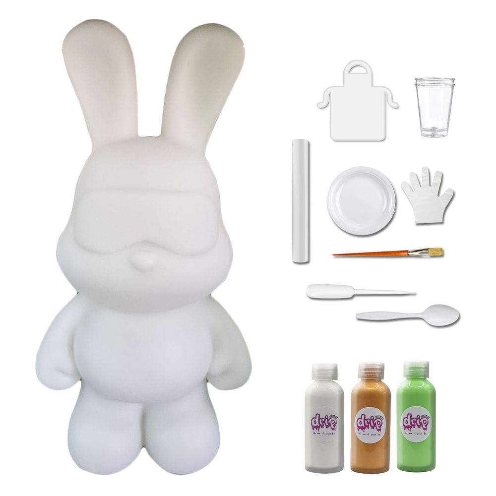 Dubai Drip Art - DIY Cool Bunny Acrylic Flow Paint Kit - White/Gold/Mint Green