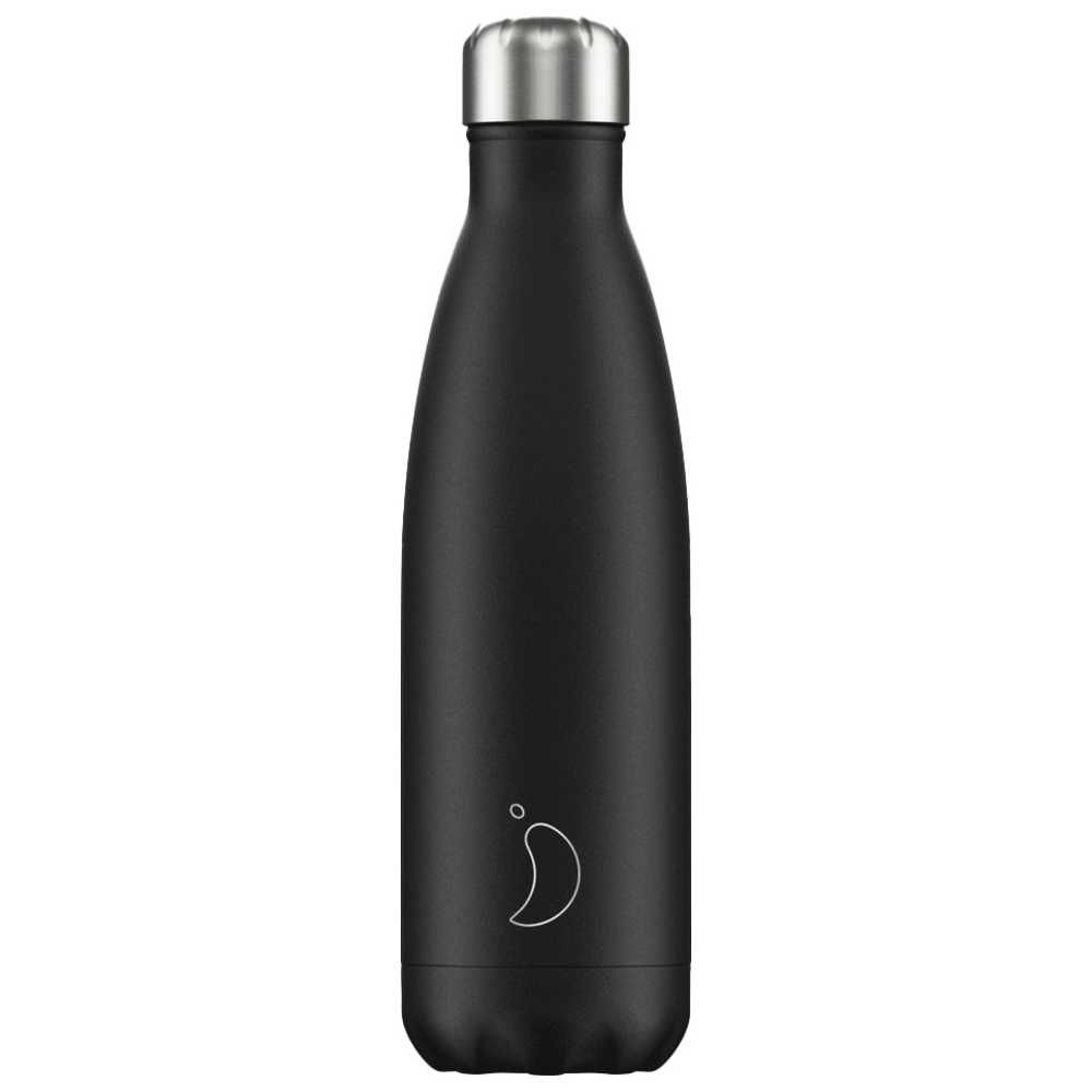 Chillys - Monochrome Stainless Steel Water Bottle - Black - 500 ml