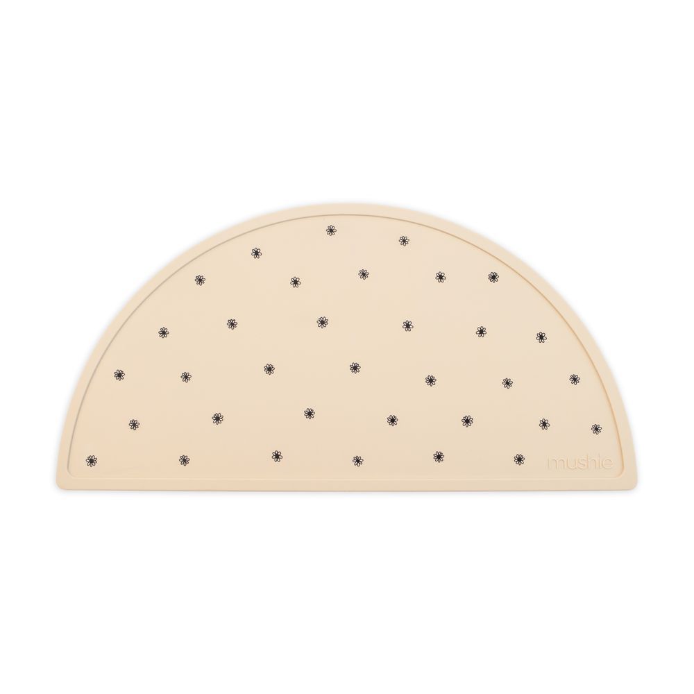 Mushie - Silicone Mat - Black Daisy/Beige