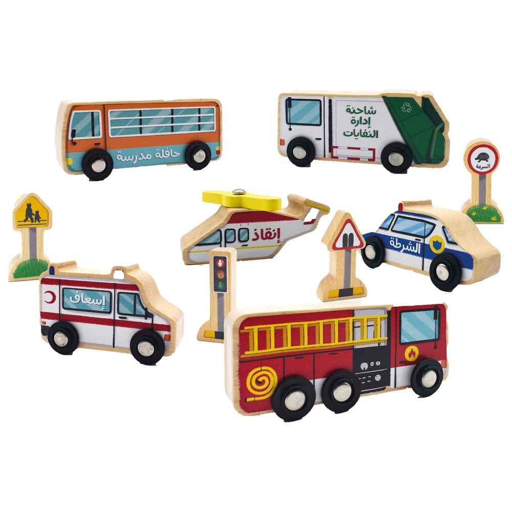 Dardasha - Wooden Vehicles Set - 13 Pcs