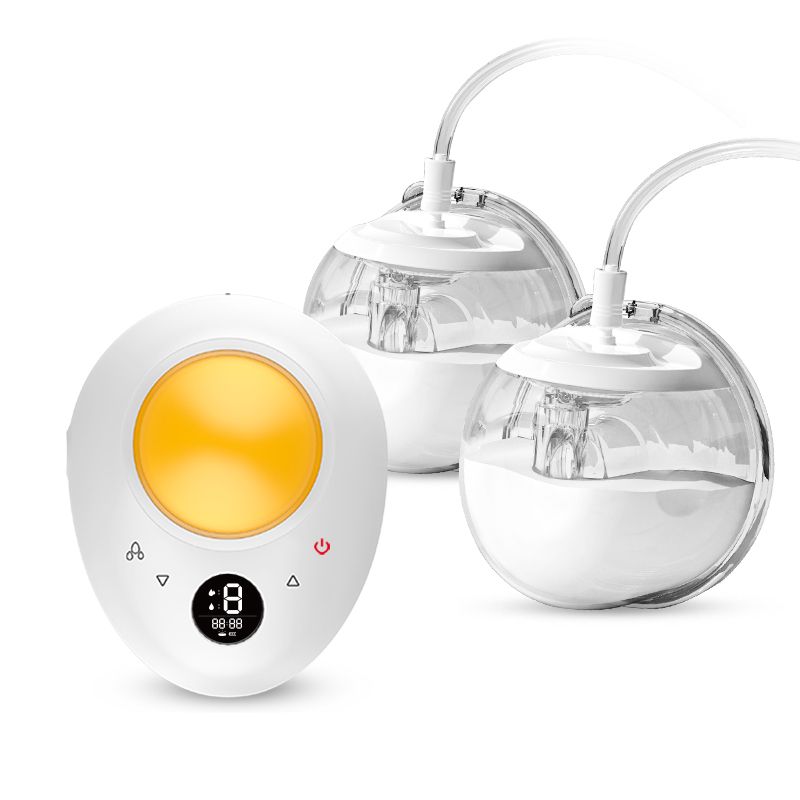 Doopser - Egg Style Double Electric Breast Pump Kit With Nightlight - White/Orange
