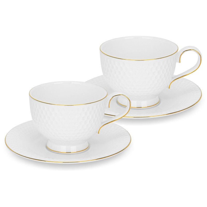 Fissman - Noemi Series Cup And Saucer Set - White - 200 ml - 4 Pcs