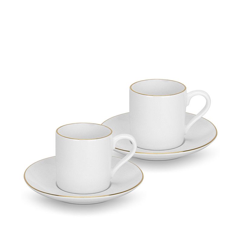 Fissman - 2 Pcs Cups Floree 100ml With Saucers New Bone China