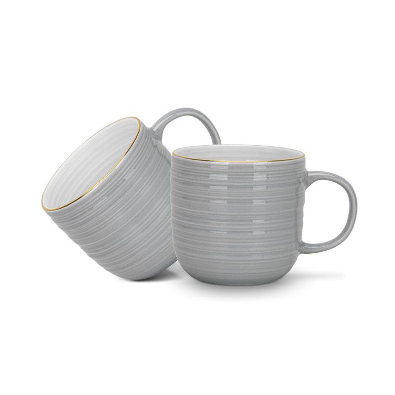 Fissman - 2 Pcs Mugs Firmina Gray 350ml New Bone China