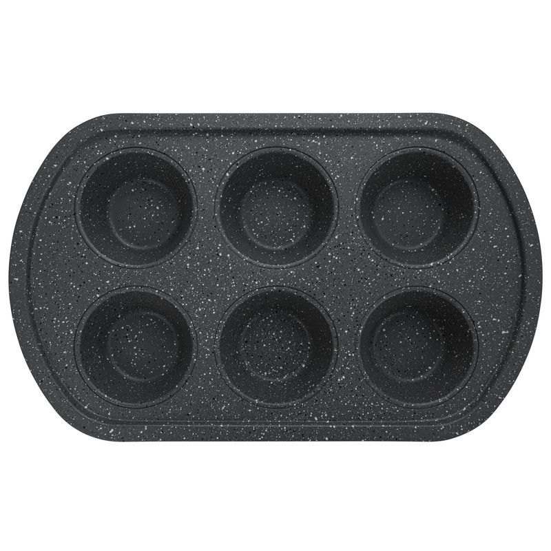 Fissman - 6 Cups Carbon Steel Non-Stick Muffin Pan - Black