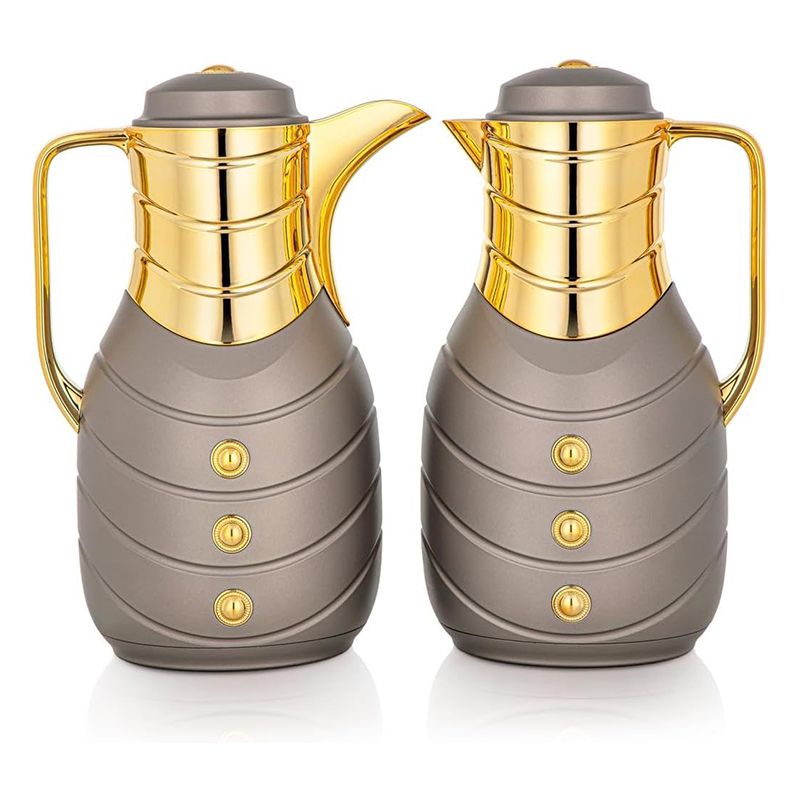 Bamboo Bark - Vacuum Flask Set - Grey/Gold - 2 Pcs