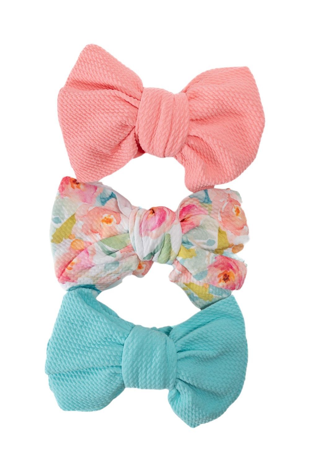 Bambimici - Baby's Mira Big Ribbon Bow Headband - Pack of 3 - Multicolor/Blue/Pink