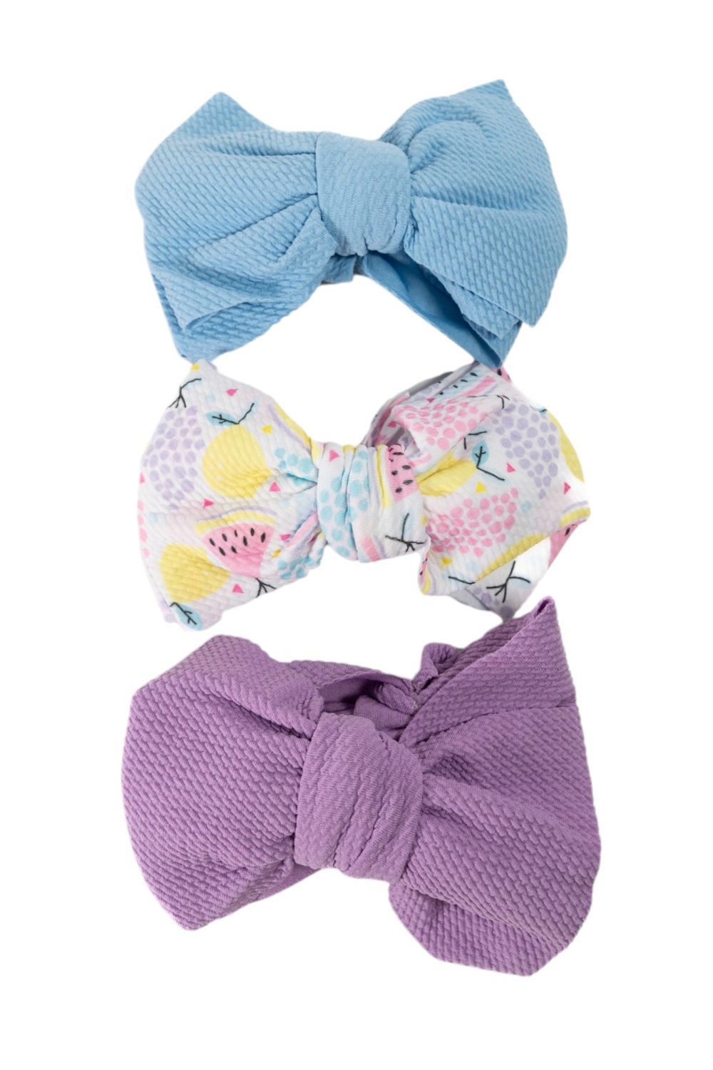 Bambimici - Baby Mira Big Ribbon Bow Headband - Pack of 3 - Multicolor/Blue/Purple