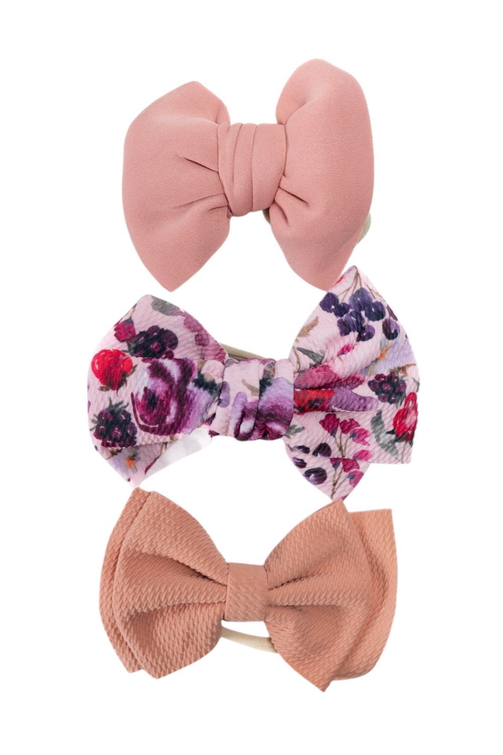 Bambimici - Baby Mira Big Ribbon Bow Headband - Pack of 3 - Multicolor/Brown/Light Brown