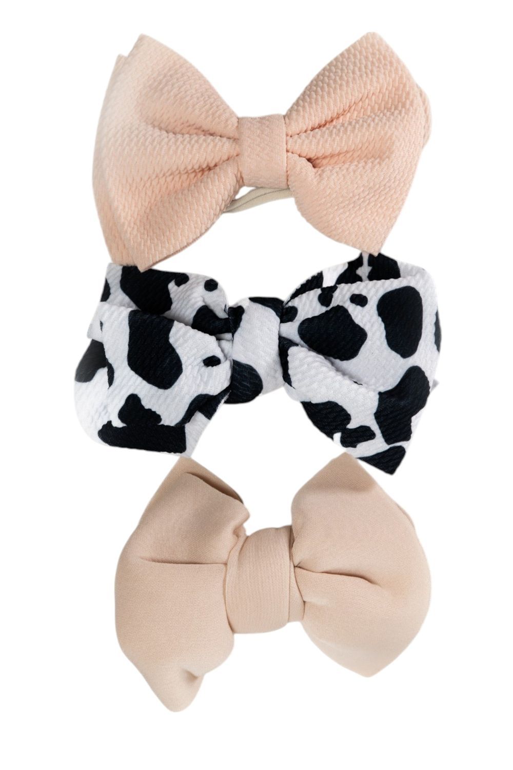 Bambimici - Mona Assorted Ribbon Bow Headband - Pack of 3 - Black/White/Cream/Light Peach