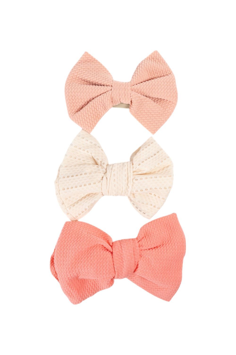 Bambimici - Baby Lara Assorted Ribbon Bow Headband - Pack of 3 - Cream/Pink/Dark Orange