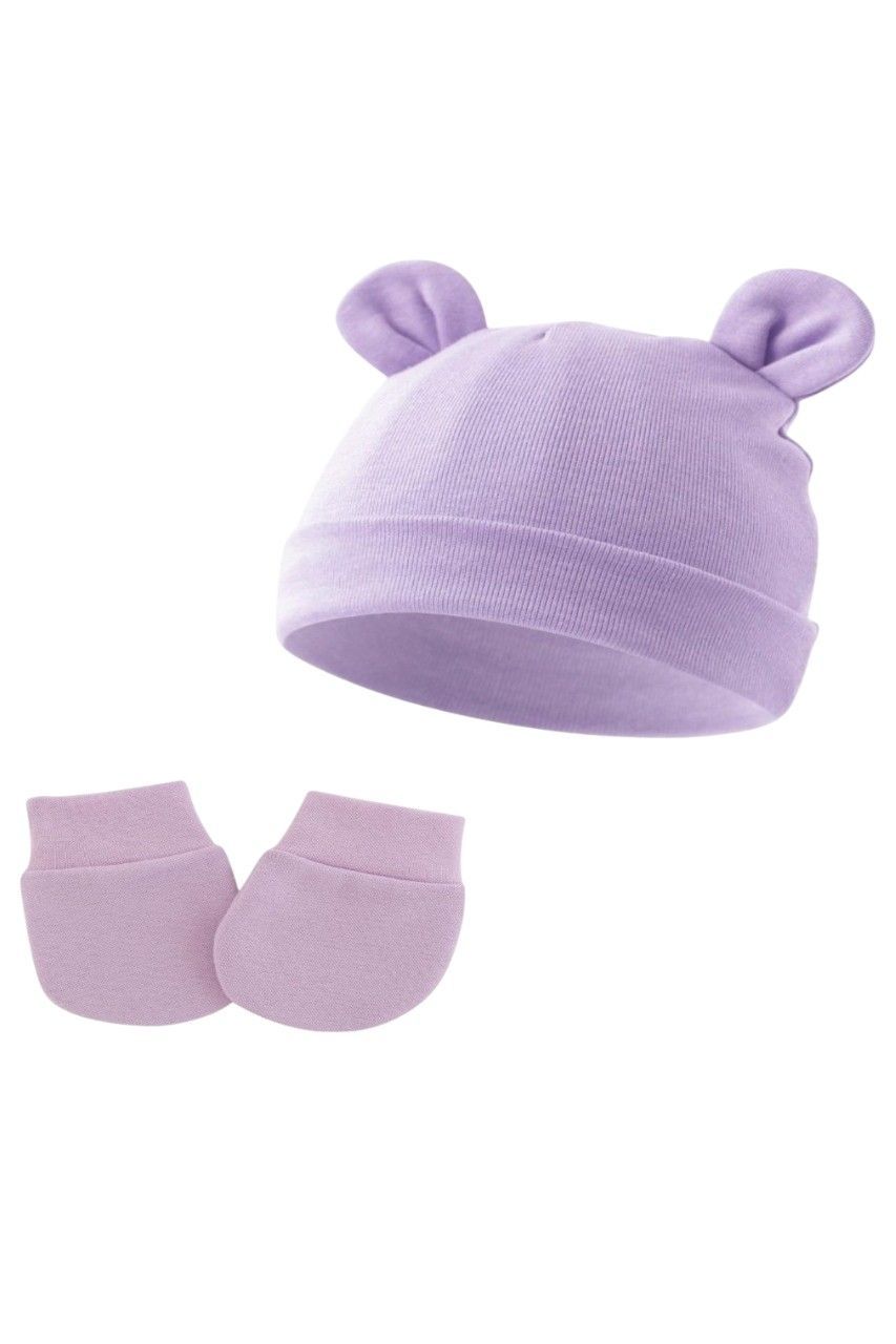 Bambimici - 2pc-Set - Baby Little Bean Hat And Mittens - Purple
