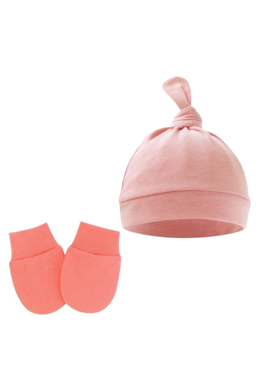 Bambimici - 2pc-Set - Tinytops Baby Beanie And Mittens - Pomelo Pink