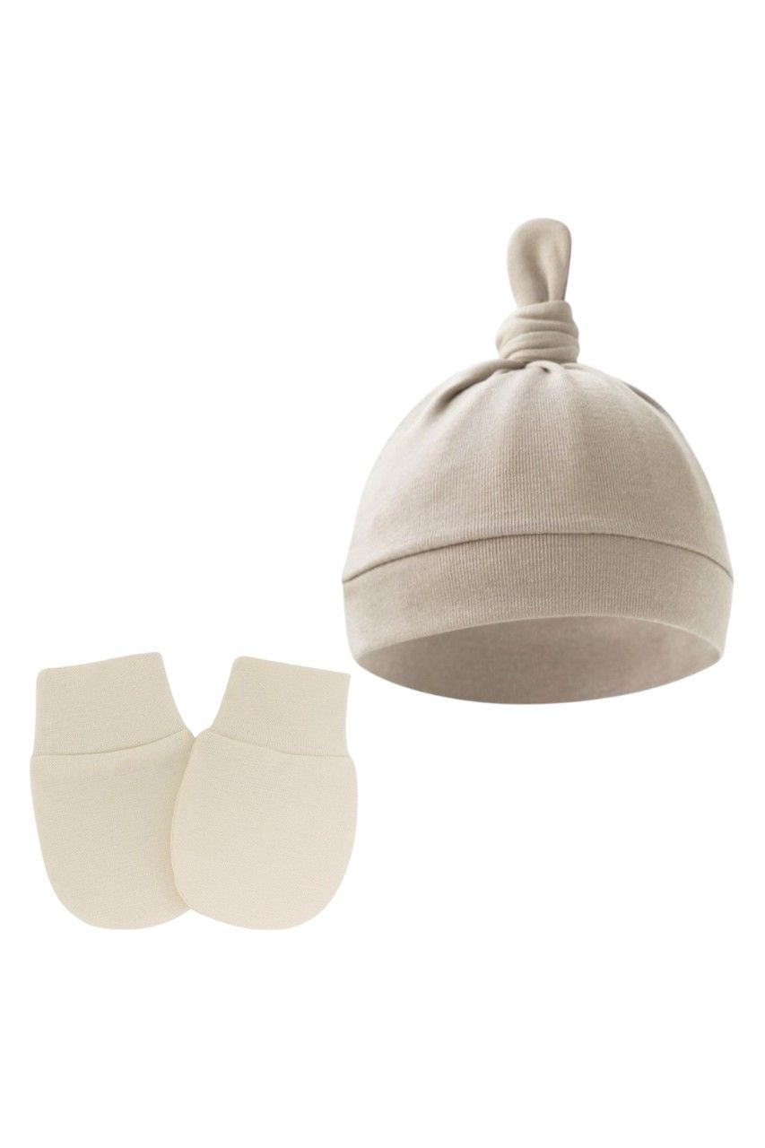 Bambimici - 2pc-Set - Tinytops Baby Beanie And Mittens - Beige