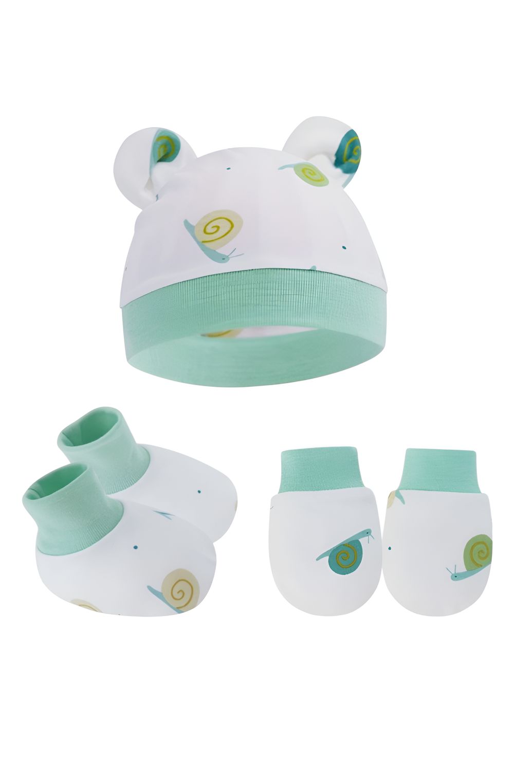 Bambimici - 3pc-Set - Baby Cozy Beanie, Mittens & Booties - H - Green
