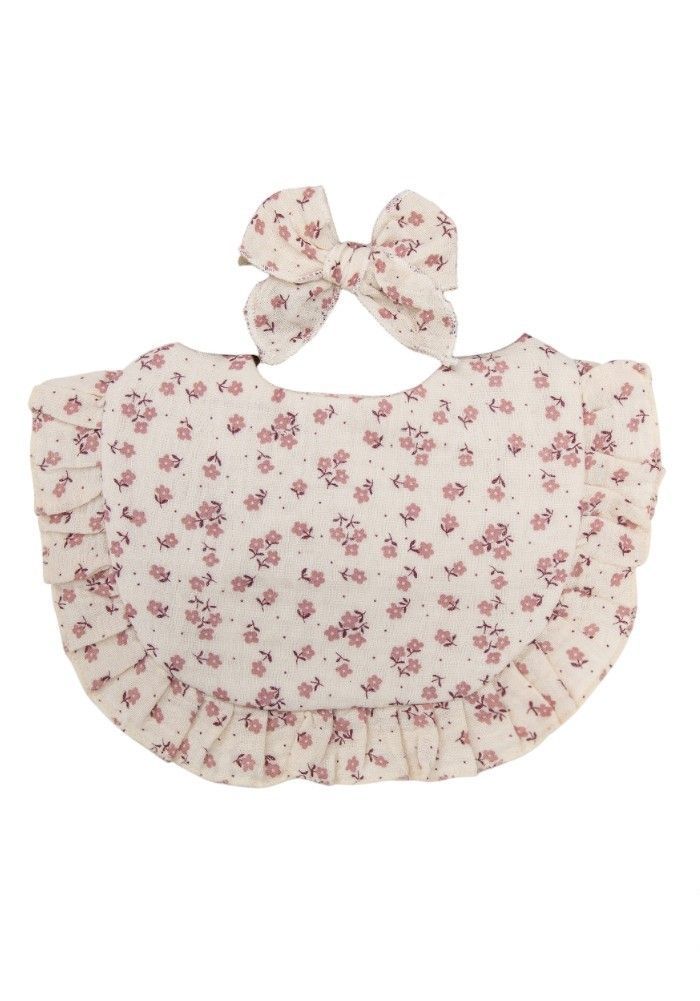 Bambimici - 2pc-Set - Bella Floral Headband & Baby Bib - Light Pink