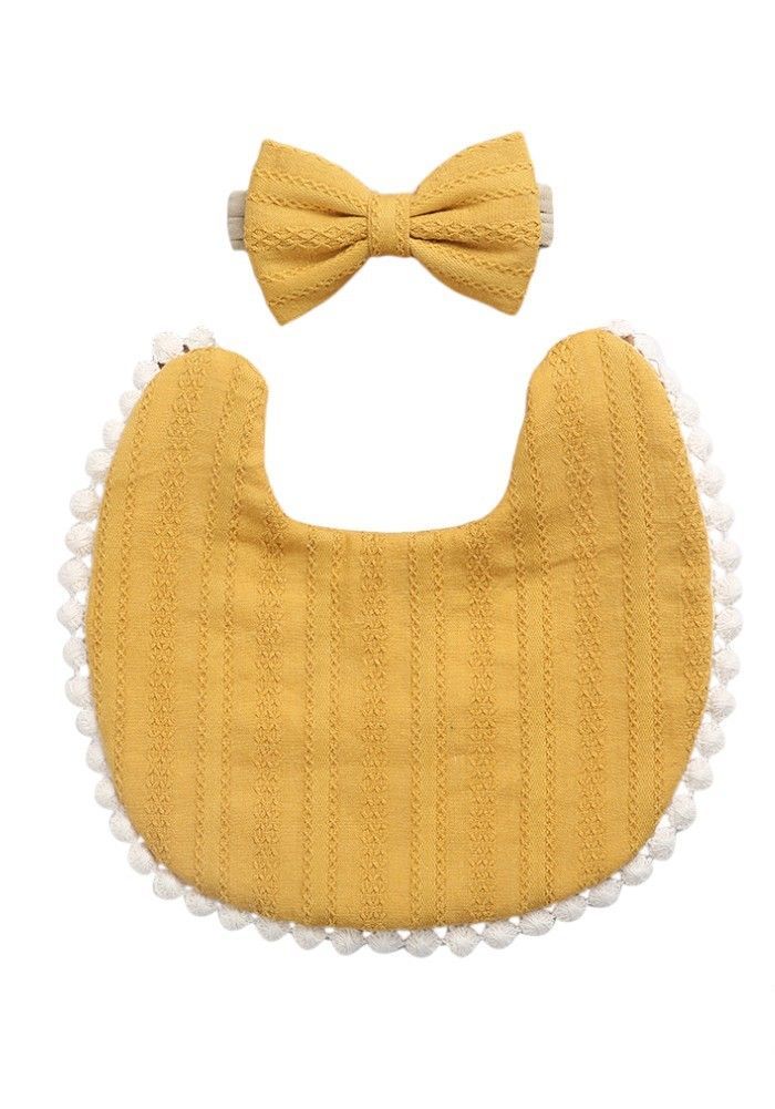 Bambimici - 2pc-Set - Angelica Headband & Baby Bib - Mustard Yellow