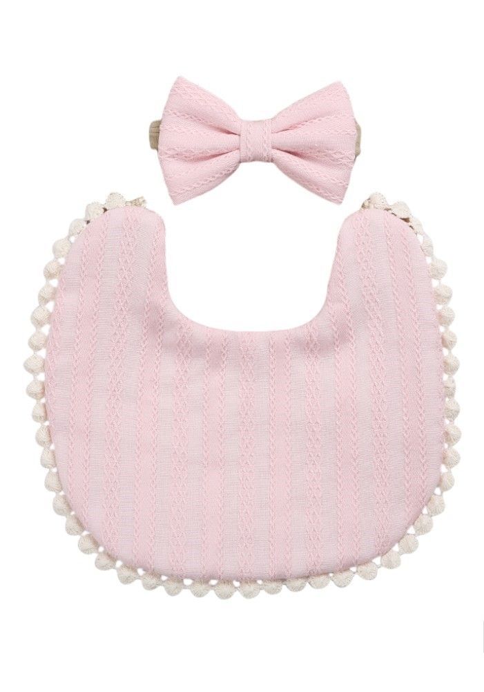 Bambimici - 2pc-Set - Angelica Headband & Baby Bib - Baby Pink