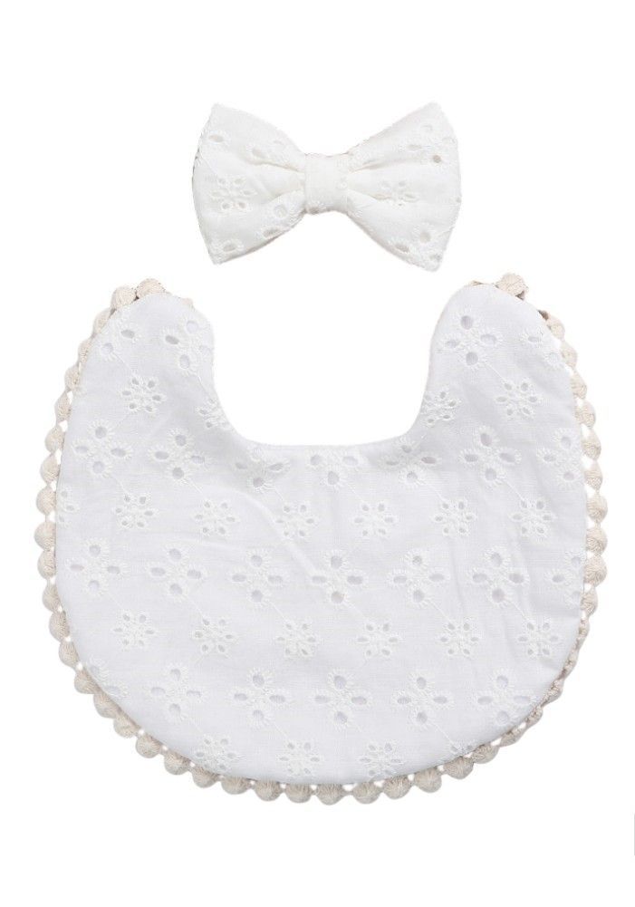 Bambimici - 2pc-Set - Angelica Headband & Baby Boho Bib - White